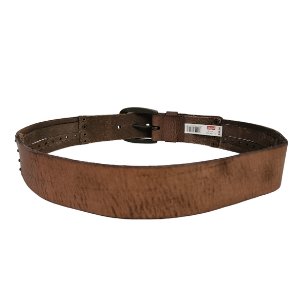 Levis Womens Sz L Brown Leather Belt Embossed Boho Tooled Floral Pattern main image 7